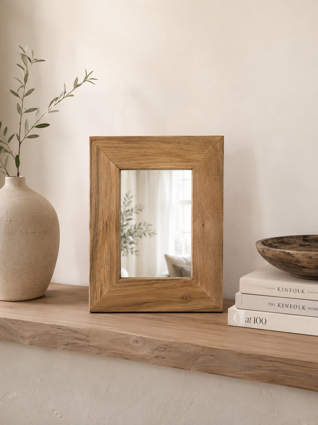 Miroir Haigo effet bois massif 30x40cm