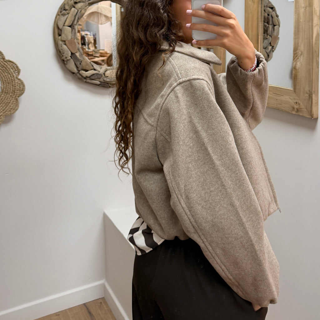 Veste Beige Zippée Giulia Taupe
