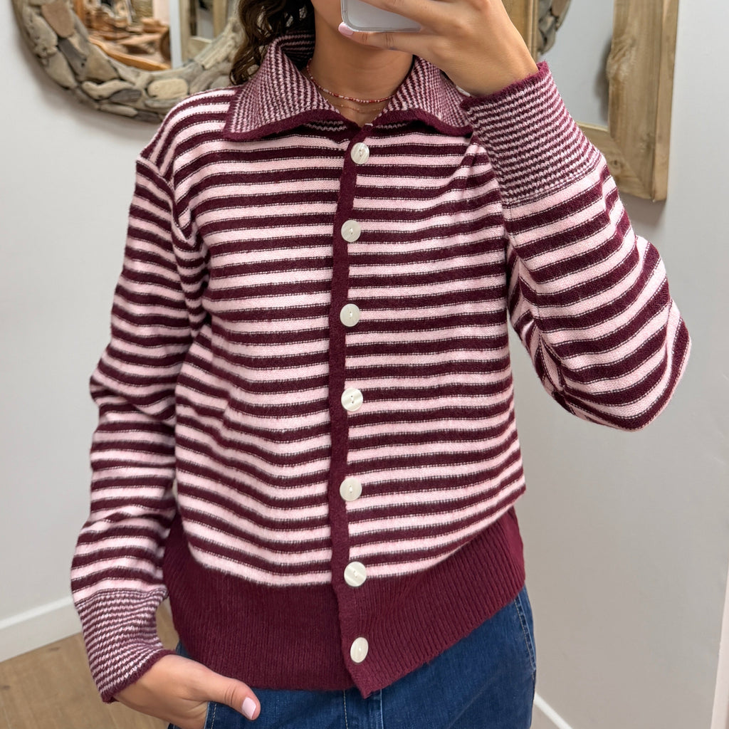 Pull Rayé jadou Bordeaux