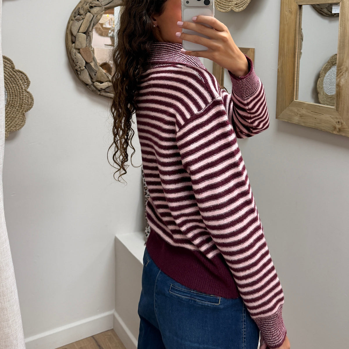 Pull Rayé jadou Bordeaux