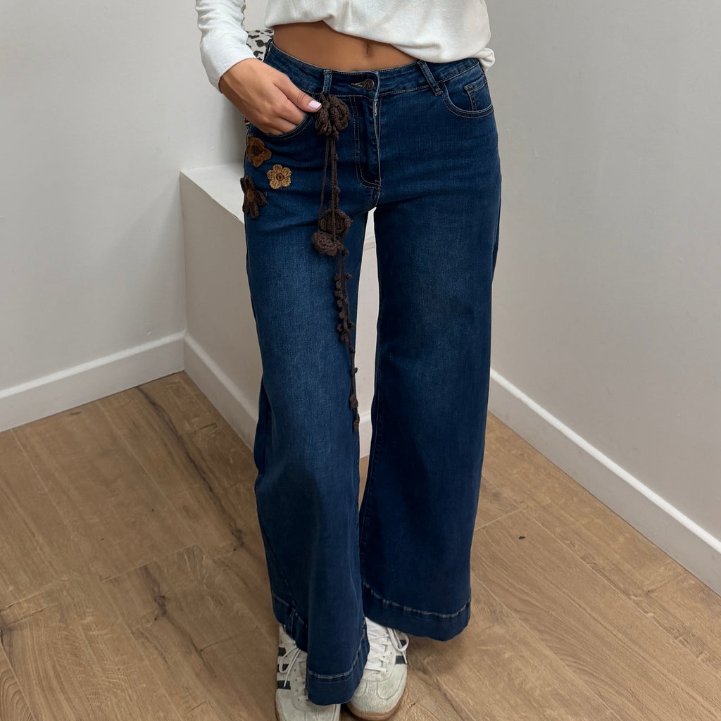 Jean Fleuri Bleu – Coupe Large H8093