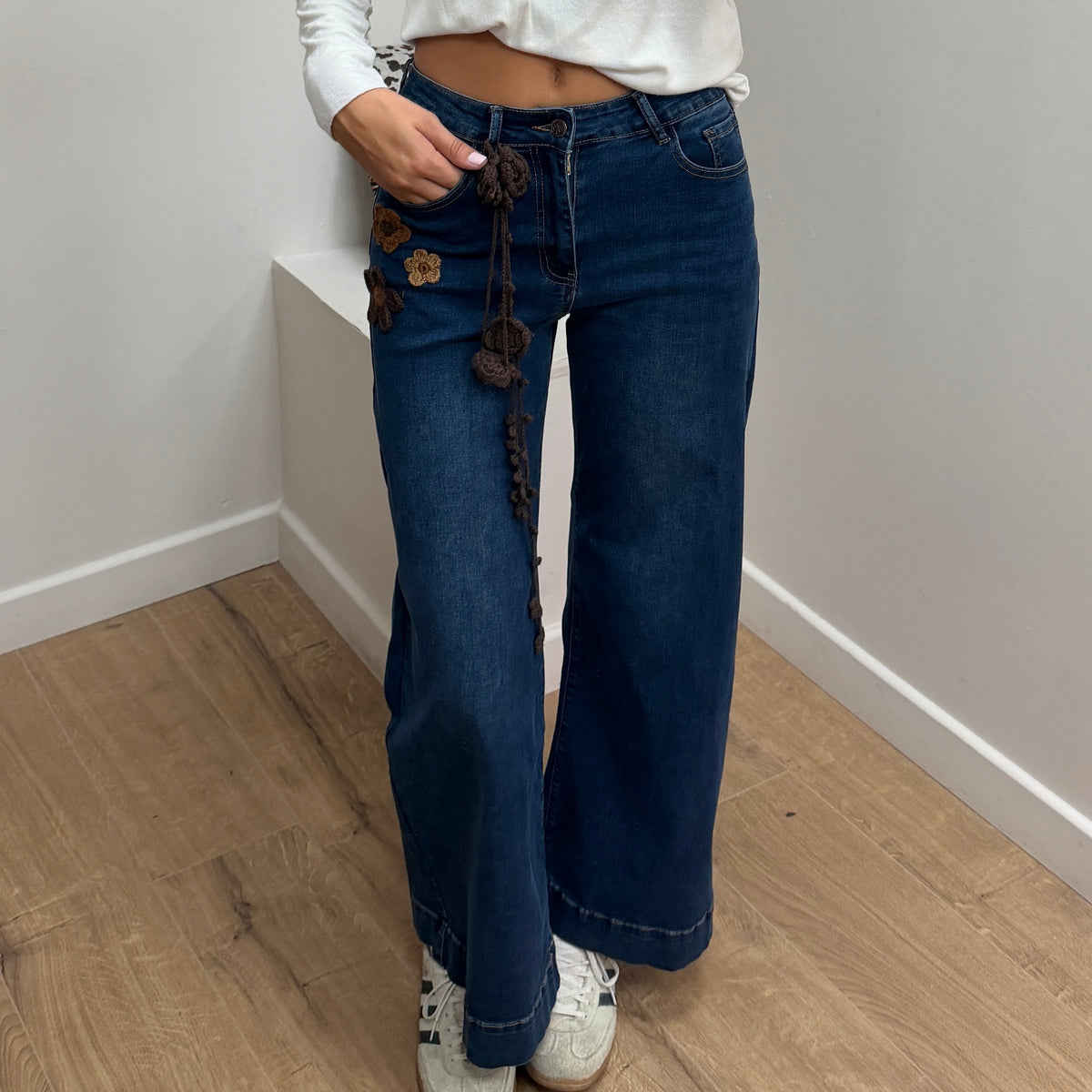 Jean Fleuri Bleu – Coupe Large H8093