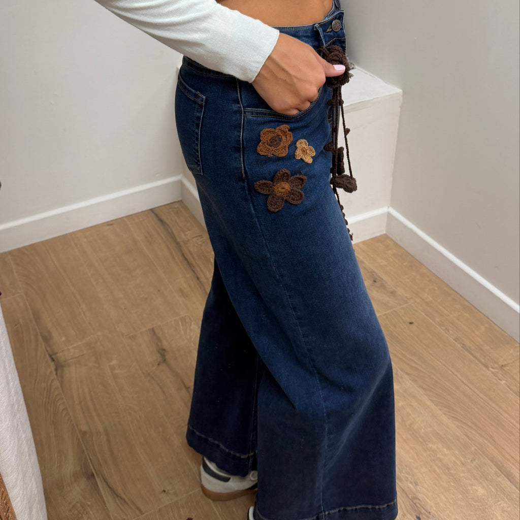 Jean Fleuri Bleu – Coupe Large H8093