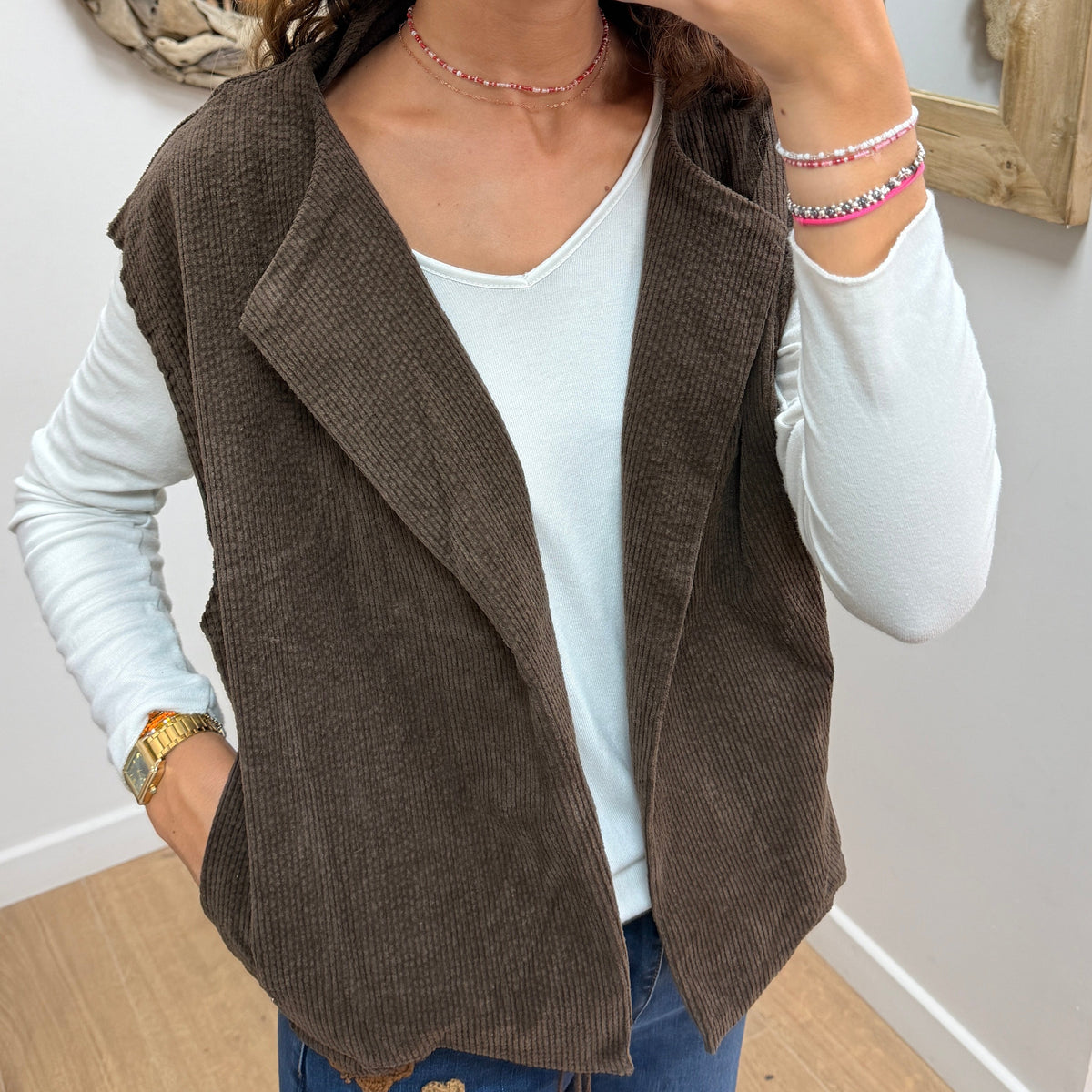 Veste Sans Manches Marron 60522