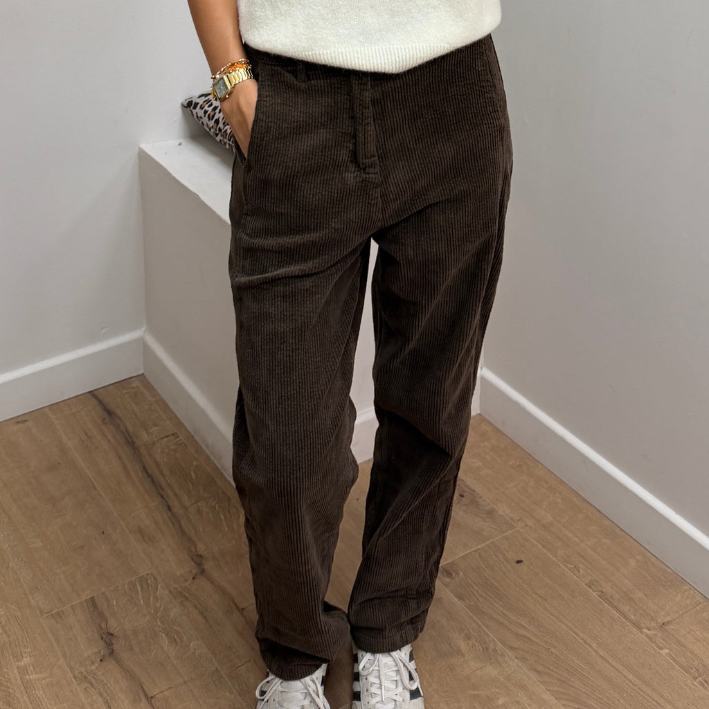 Pantalon Marron en Velours Côtelé 98813