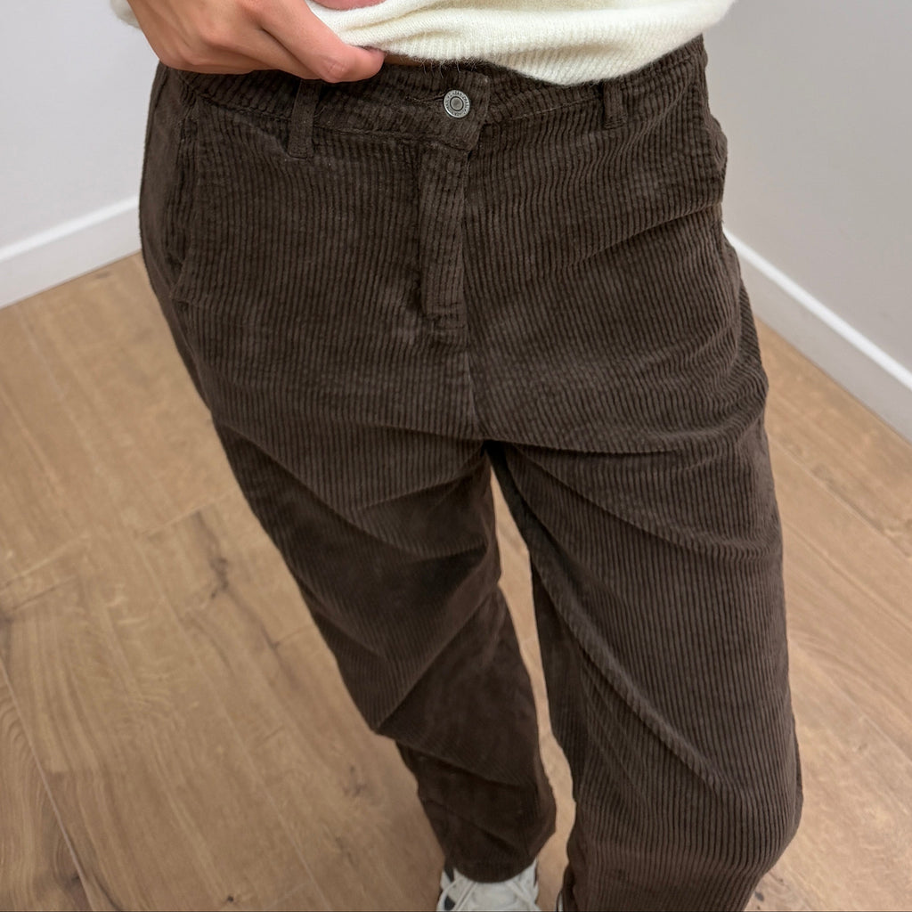 Pantalon Marron en Velours Côtelé 98813