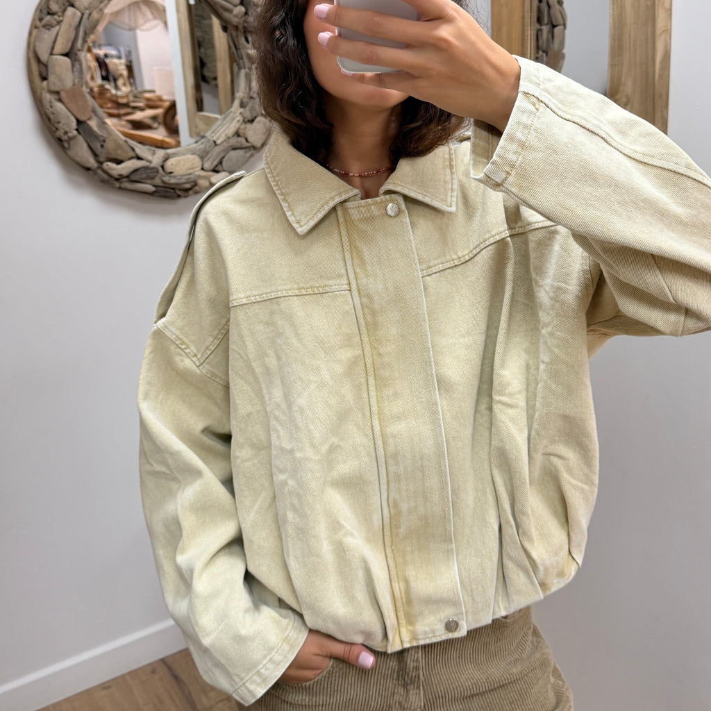 Veste en Jean Écru – Coupe Oversize ZP1244