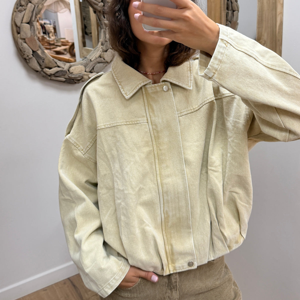 Veste en Jean Écru – Coupe Oversize ZP1244