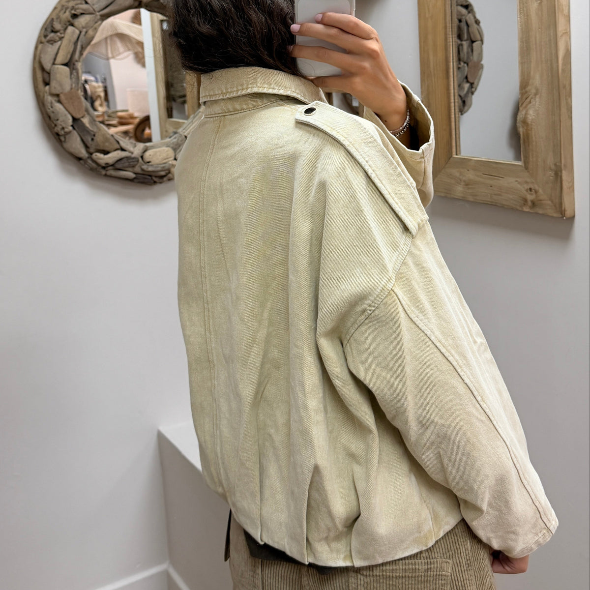 Veste en Jean Écru – Coupe Oversize ZP1244