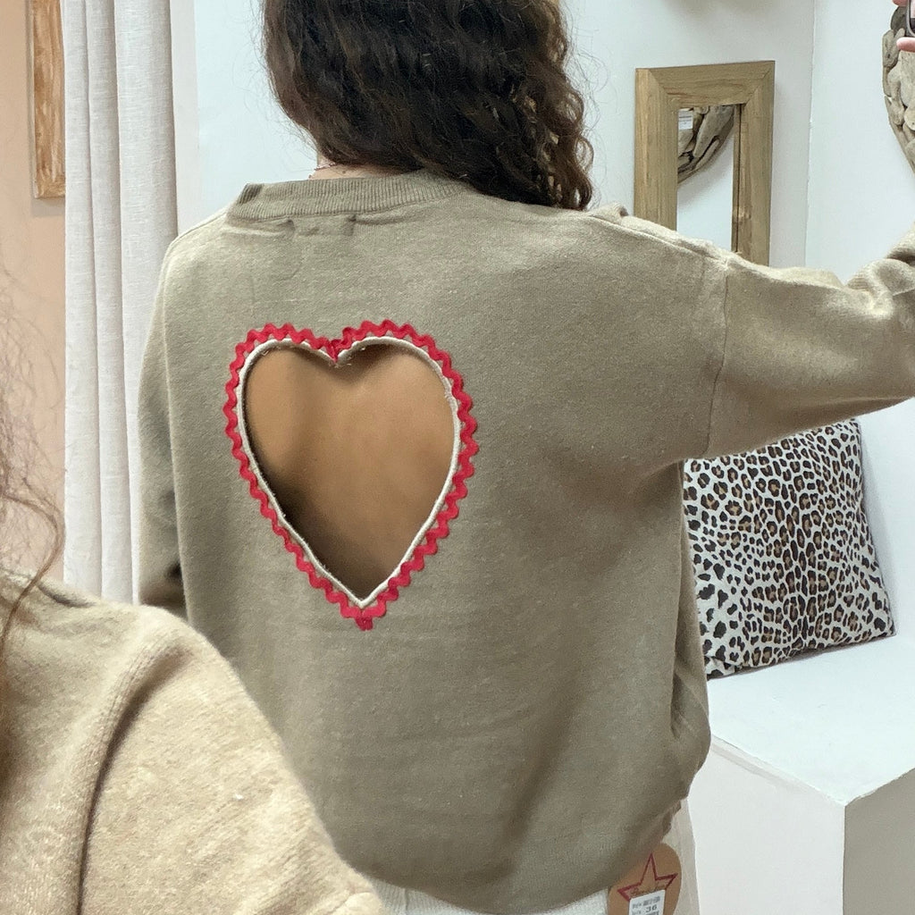 Pull Cœur Taupe YP2064