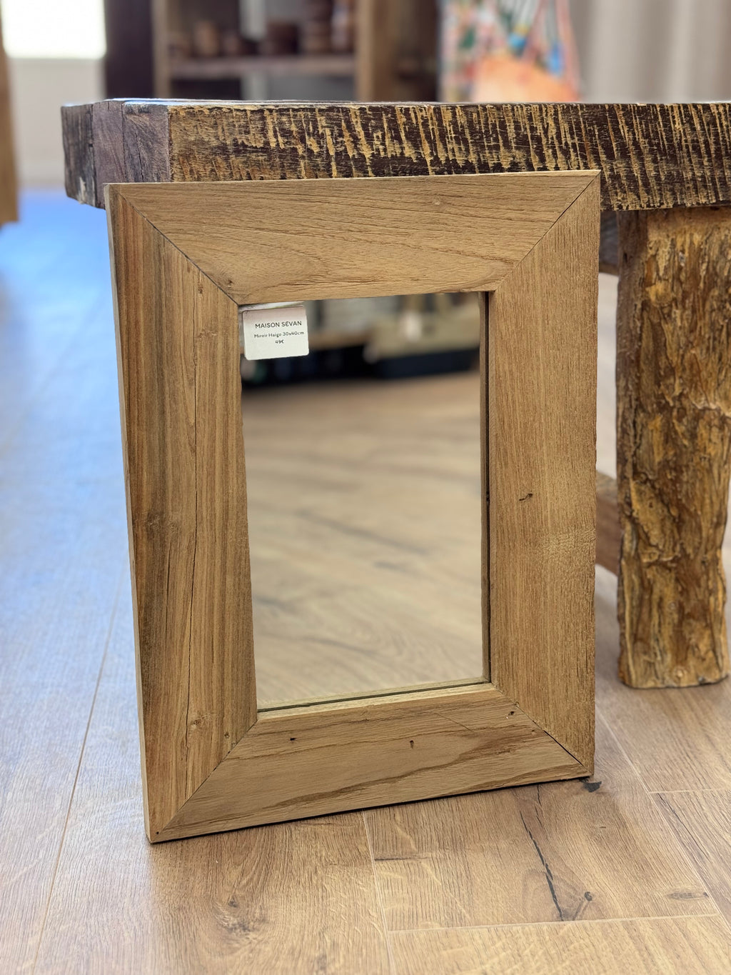 Miroir Haigo effet bois massif 30x40cm