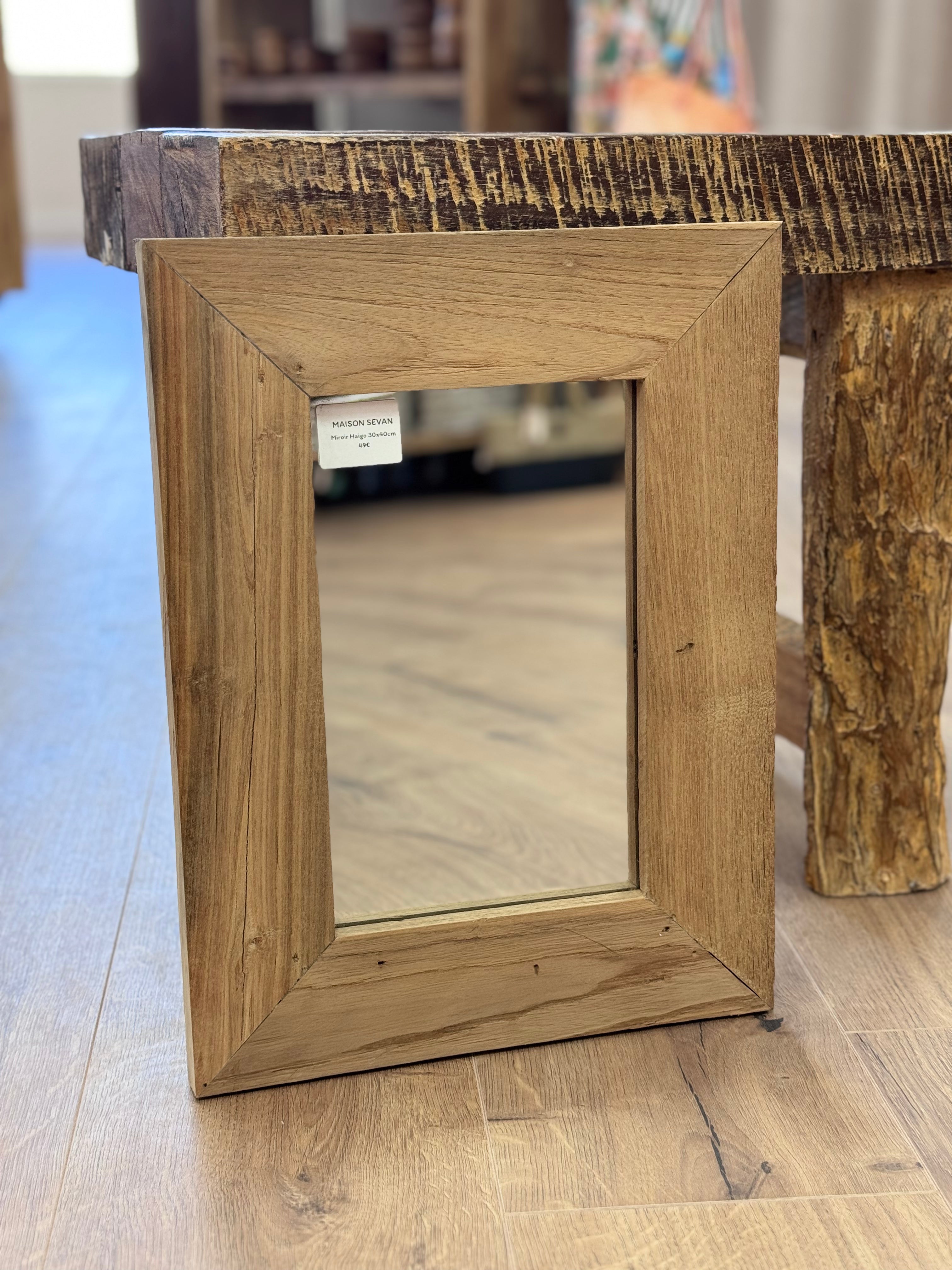 Miroir Haigo effet bois massif 30x40cm