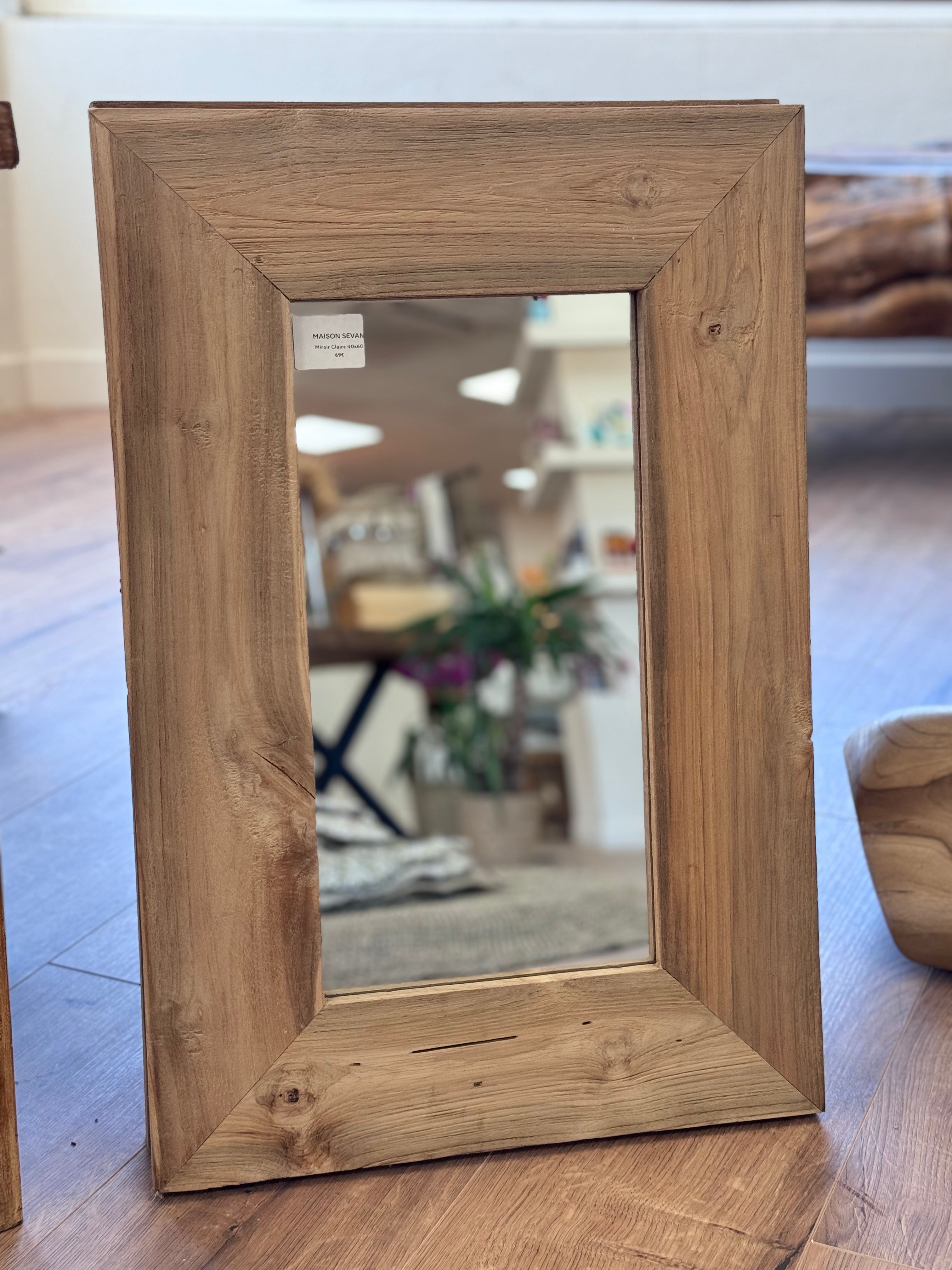 Miroir Claire effet bois massif 40x60cm