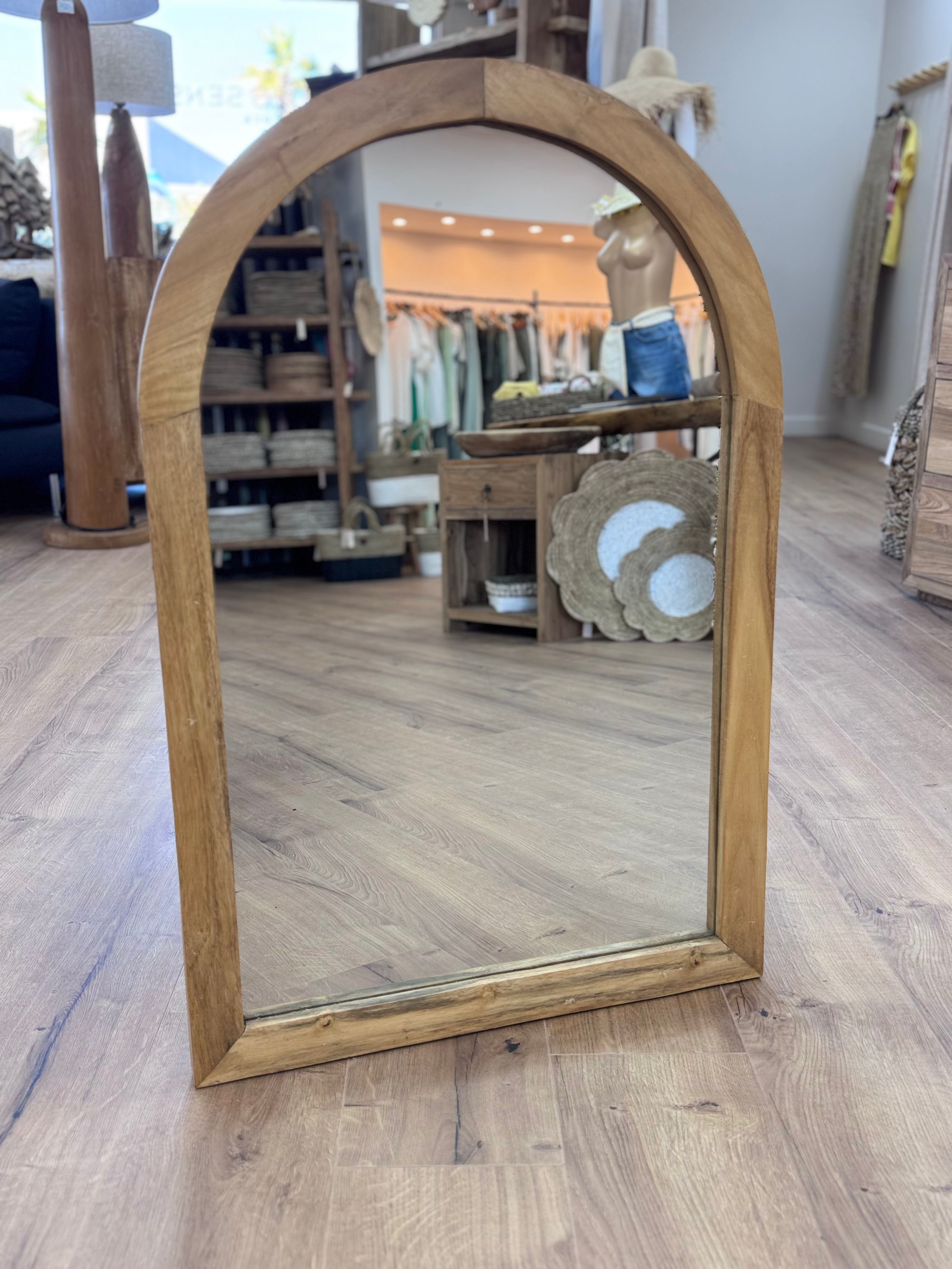 Miroir ROSE Arche en Teck Massif