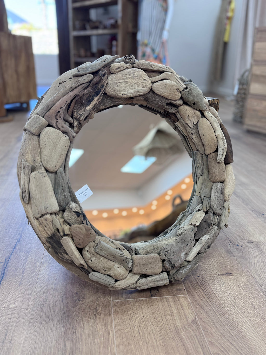 Miroir Eva en bois flotté – Ø 60 cm
