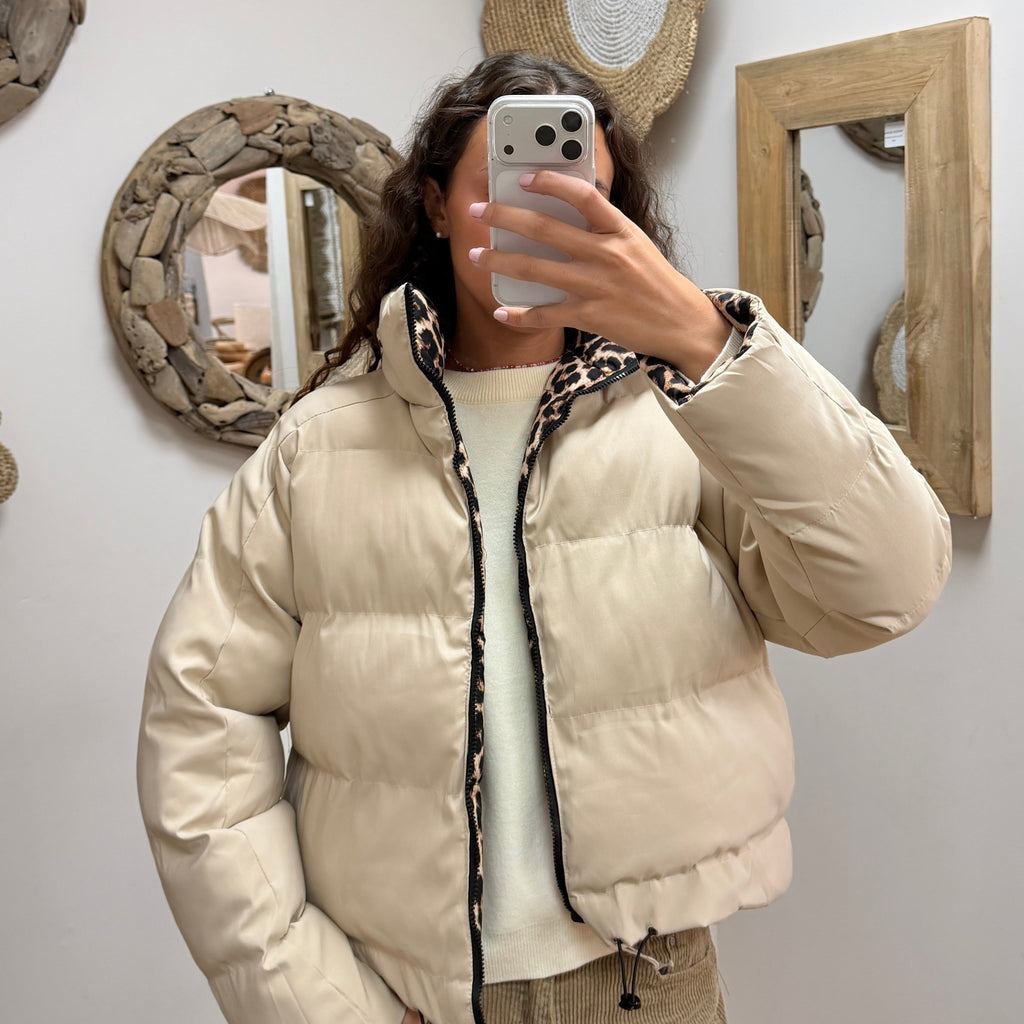 Doudoune Réversible Léopard-Beige Val