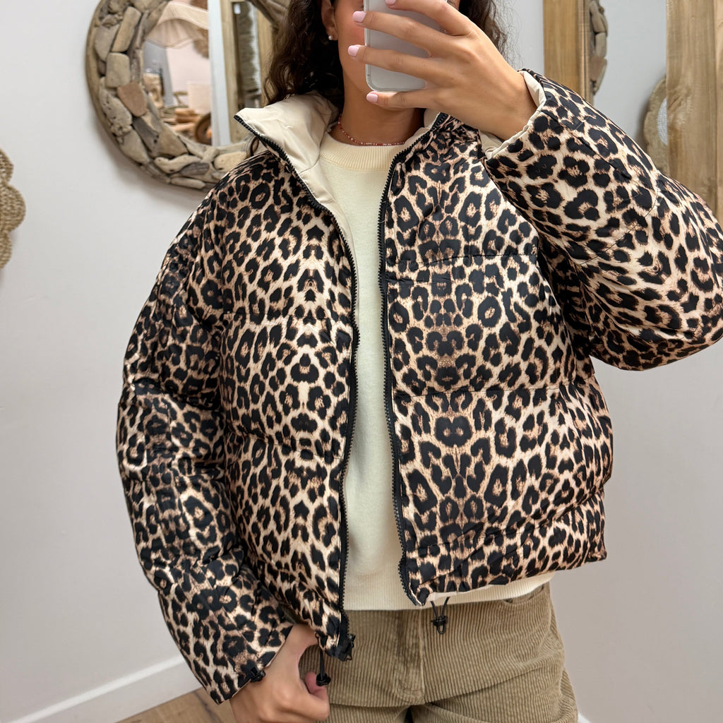 Doudoune Réversible Léopard-Beige Val